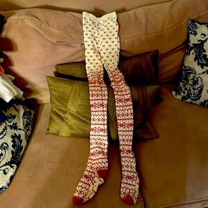Hanna Andersson red & white knit leggings size 150/160